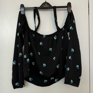 Urban outfitters off the shoulder silk shirt size small worn once